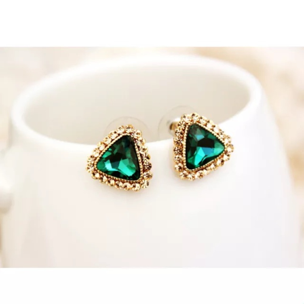 NWT GREEN 18K GOLD PLATED STUDS
